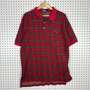 Polo Ralph Lauren Golf Crest Polo Shirt Size Large USA Made Plaid Retro USA Made